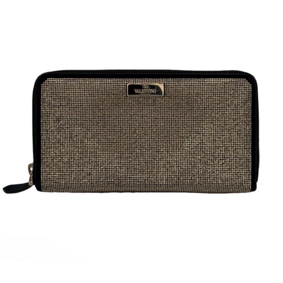 Valentino Garavani Handbags - Valentino Garavani Gold Studded Black Wallet with COA